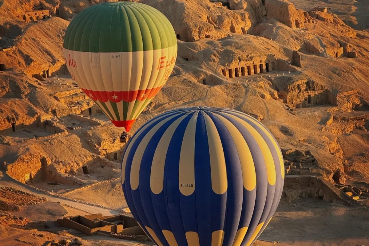 Aerial view of Luxor’s ancient temples and ruins in Egypt